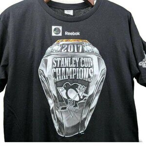 Pittsburgh Penguins‎ Shirt Mens L Stanley Cup Champions 2017 Hockey Ring Reebok